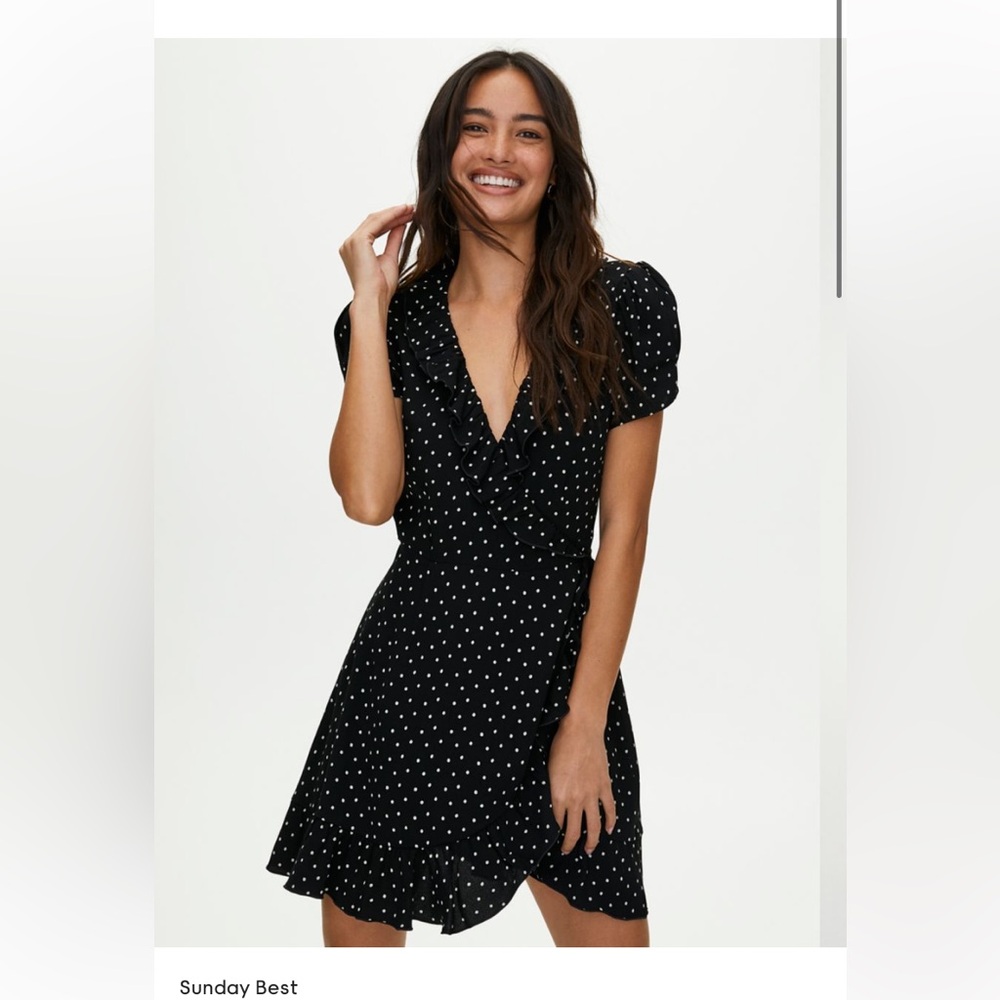 Aritzia ruffle wrap dress